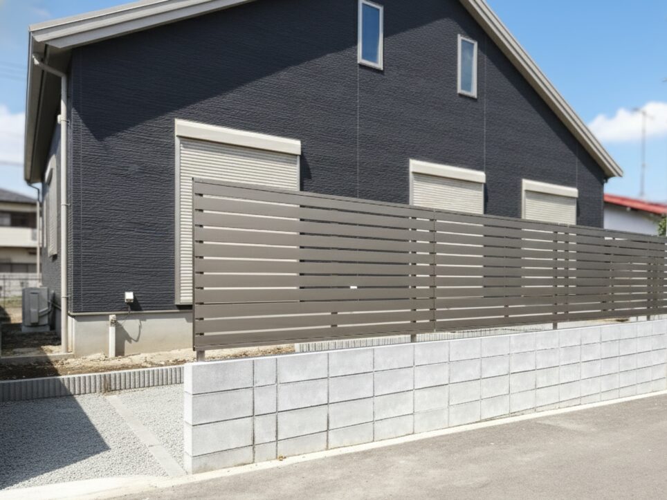 既存フェンスと調和した目隠し